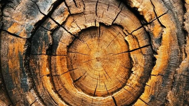 Cross section of a tree trunk showing growth rings and the beautiful patterns of nature