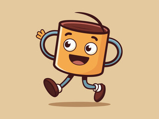 Retro Coffee Cup Cartoon with Spilled Drink
