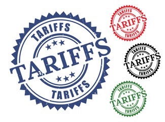Export-Import Tariff Labels, Customs Duty Grunge Rubber Stamp Set  