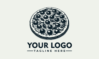 A detailed illustration of a pizza with toppings, ready to eat.