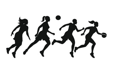 Obraz premium Silhouette evolution of people in sport, from a running boy to a dancing woman, a vector illustration of human body in motion