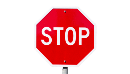 Stop sign isolated on transparent background