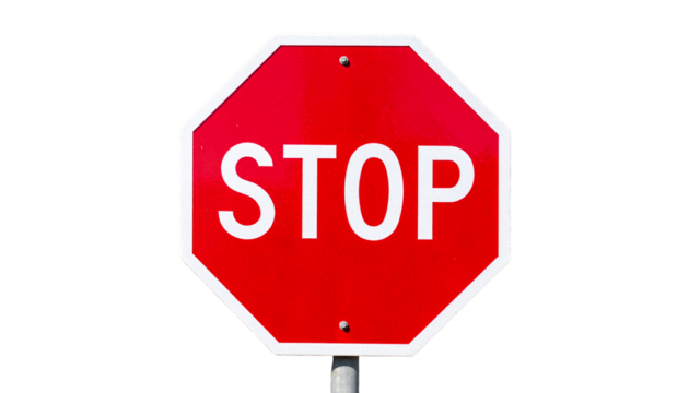 Stop sign isolated on transparent background