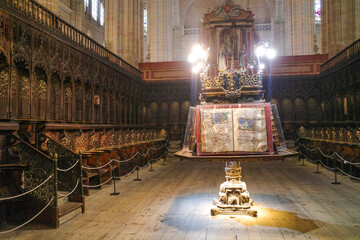 Segovia, Spain - 3 March, 2025:  Interior of Segovia Cathedral, a Gothic-style Roman Catholica cathedral