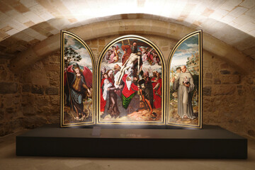 Segovia, Spain - 3 March, 2025: Religious art on display in the galleries of Segovia Cathedral