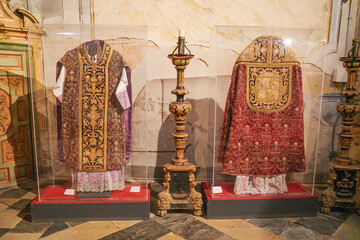 Segovia, Spain - 3 March, 2025: Religious art on display in the galleries of Segovia Cathedral