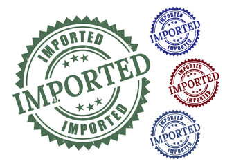 Worldwide Import Label Set, Grunge Rubber Trade and Customs Stamps  