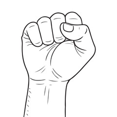 Hand Drawn Doodle Line Art of Human Fist  Black and White Ink Sketch.
