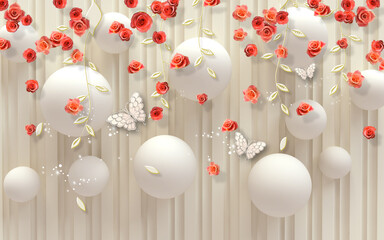 Living Room 3D Flower Wall Decor Murals – Elegant Floral Wallpaper for Modern Interior Design