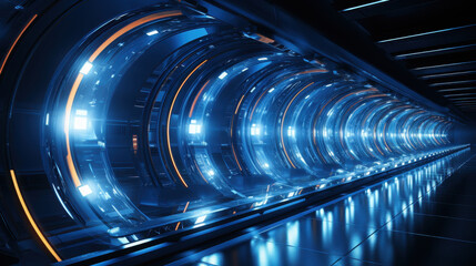 Futuristic Circular Tunnel, Sci-Fi Dystopian Concept