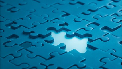 Blue Puzzle Pieces with Missing Center Section