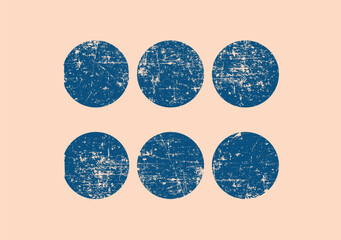 Assorted Scratched Distressed Textured Blue Circles Vector