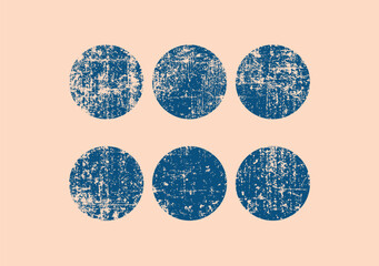 Assorted Scratched Distressed Textured Blue Circles Vector