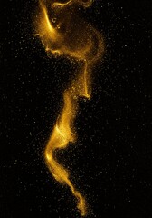 Golden Dust Particles Floating on Black Background