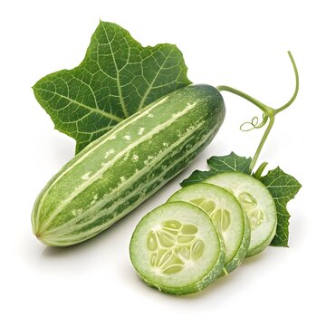 Ivy Gourd Isolated on White Background &ndash; Fresh Coccinia Grandis for Indian Cooking, Herbal Medicine, and Organic Farming Concepts