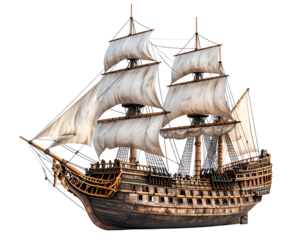 3D Render of a Vintage Sailing Ship
