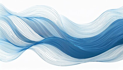 blue linear waves on white background abstract banner editable stroke