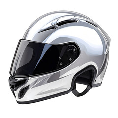 Glossy white motorcycle helmet against black background