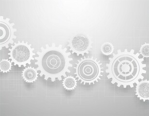 abstract white gear tech geometric design background