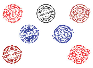 Extensive Tariff Applied Stamp Collection, Vector Set of Import Tax Regulation Grunge Labels