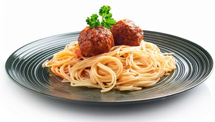 spaghetti and meatball isolated on white background