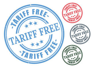 Free Trade Zone Badge Pack, Grunge Rubber Tariff-Free Stamp Icons  
