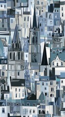 Abstract urban cityscape with church steeples