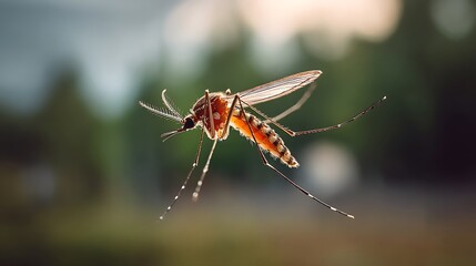 realistic mosquitoes flying