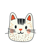 vector illustration of a colorful cat face in kids style