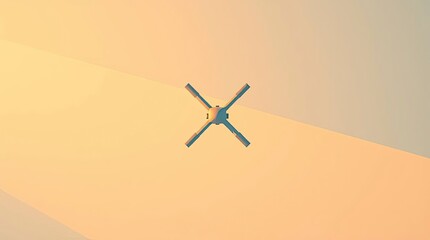 Modern design, aerial drone shot, depicting simple, geometric shapes, illuminated by warm, soft golden hour light, just after sunrise or before sunset