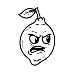 fun angry lemon cartoon character cartoon isolated drawing line style sketch classic vintage design illustration
