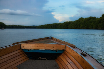 Naklejka premium Brunei River Adventure – Kampong Ayer Stilt Village, Tropical Mangroves, and Sunset Cruise