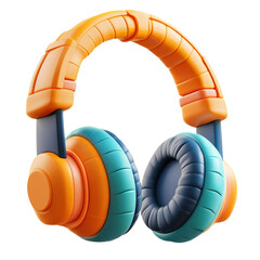 A 3D plasticine design, an icon of a headset levitating in air isolated on a white transparent background
