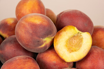 A Pile of Juicy Peaches. Natural Summer Fruit Macro