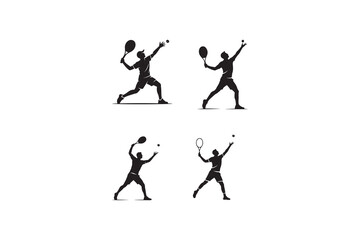 Tennis Racket Player Silhouette Collection Tennis Action Graphics
