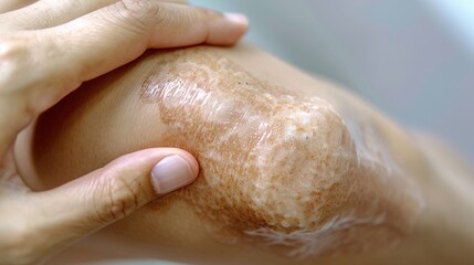 Fototapeta premium Psoriasis: Chronic Skin Condition, Inflammatory Plaque Symptoms, and Dermatological Treatment Approaches in Autoimmune Disorders