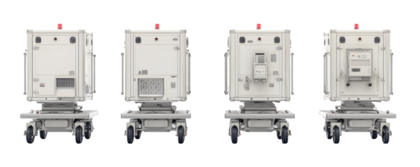 Professional High-Quality Transparent-Background Four mobile X ray units arran commercial stock asset, PNG cutout, ideal for advertising and web banners, content creation