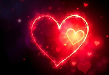 Glowing heart outline, whimsical, dark fantasy, emotional connection,   photography,  romance