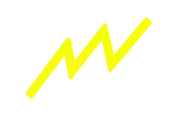 Diagonal yellow lightning bolt on transparent background, ideal for warning signs or energy concepts