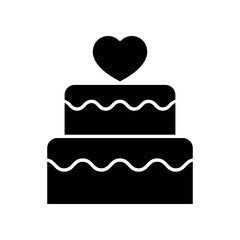 Minimalist Illustration of a Layered Cake with Heart Decoration