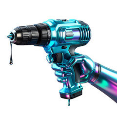 Robotic hand holding power drill futuristic technology illustration industrial automation