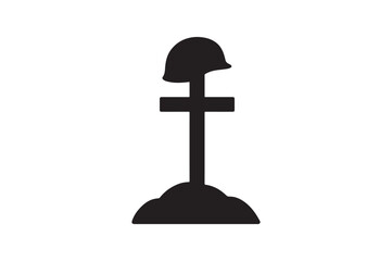 military grave icon silhouette vector with white background