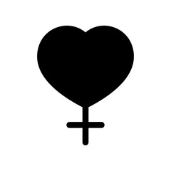 Simple Icon of Female Gender Symbol and In Heart Shape
