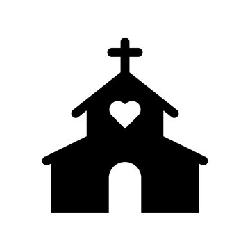 black church silhouette with heart clip art preview