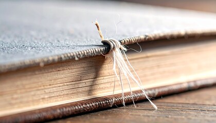 Close-up of an old book with a frayed bookmark, representing literacy and the importance of education. Perfect for International Literacy Day and educational content.