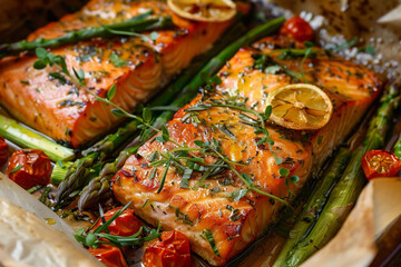 grilled salmon with vegetables