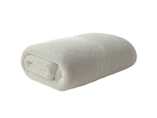 Soft folded white towel clean cotton bath linen fabric isolated on transparent background