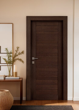 modern living room with door
