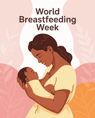 World Breastfeeding Week Mother Baby Care Awareness Poster