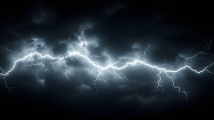 White lightning isolated on a black background